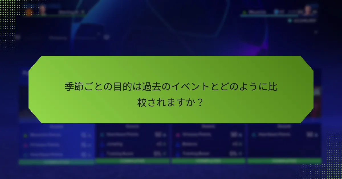 季節ごとの目的は過去のイベントとどのように比較されますか？